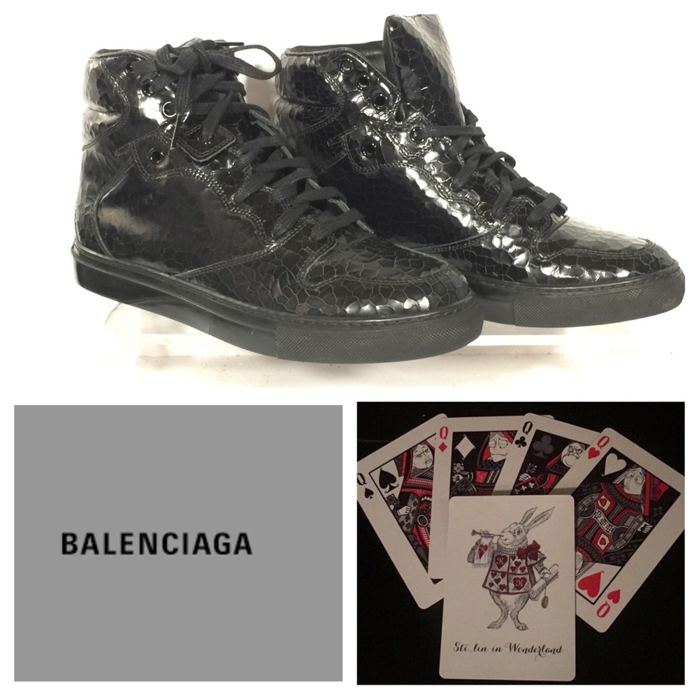 Balenciaga Craquelé High Top Patent Leather Sneakers 37 6.5 Crackled Designer